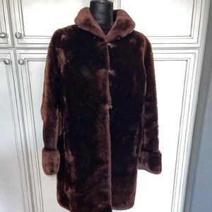 Vintage Mink Nigbor Furs Fur coat dark brown jacket STUNNING Large silky lined